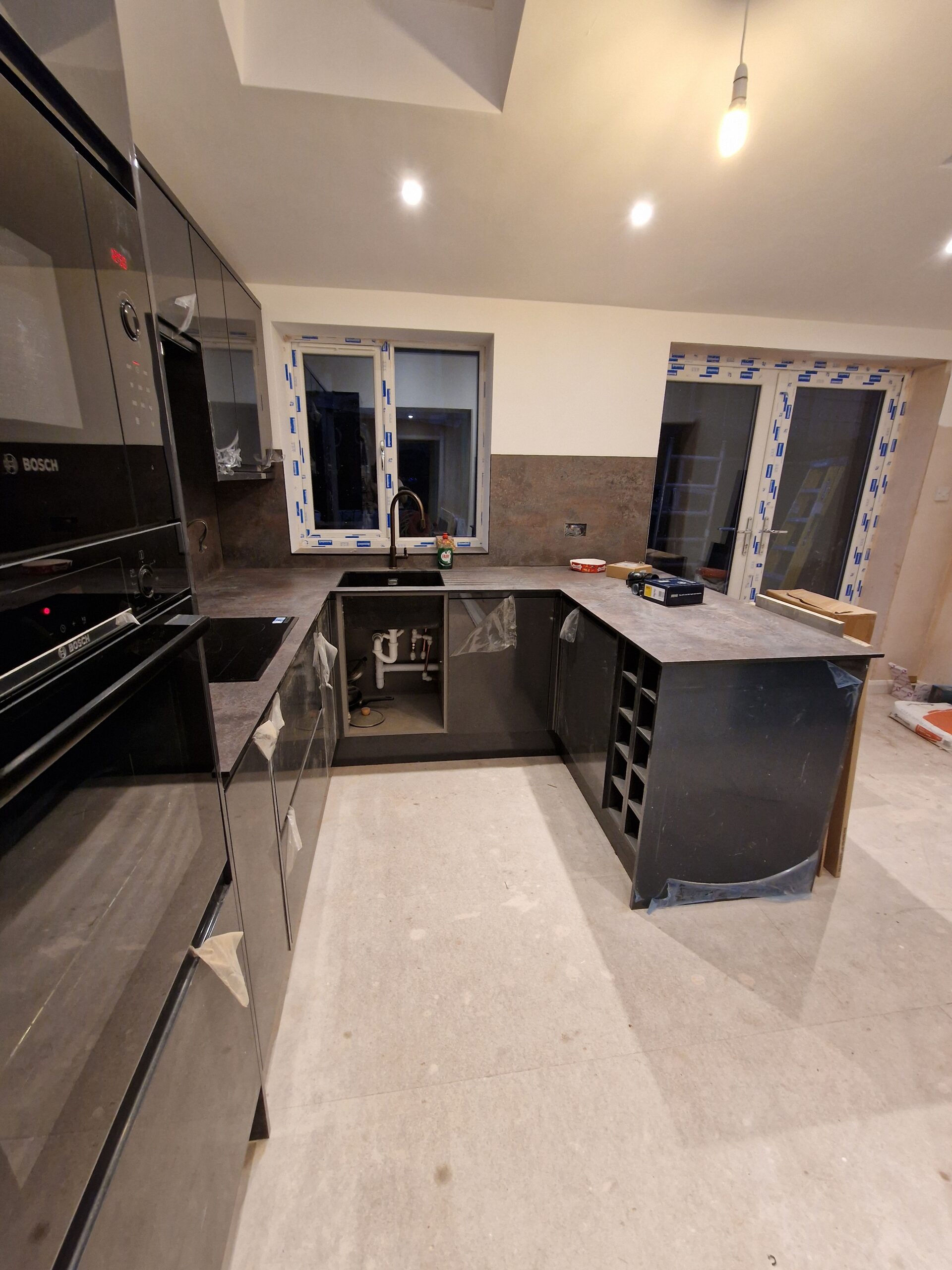 Kings Norton Extension works progress picture showing house in Birmingham with new kitchen worktops | ID Property Developments